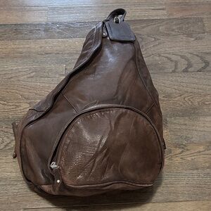 Men's Dark Brown Leather Backpack